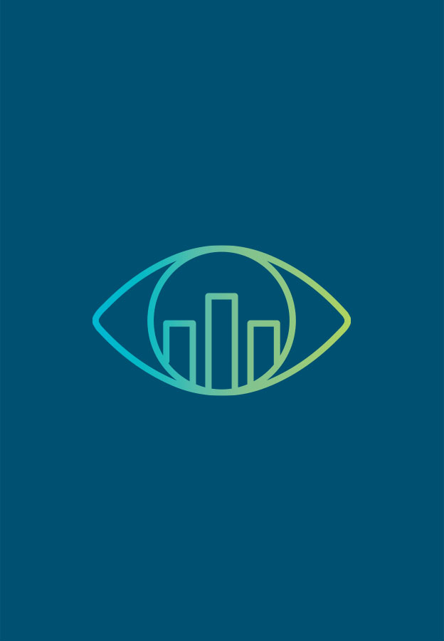  Un gráfico de un ojo con el iris sustituido por el contorno de una ciudad