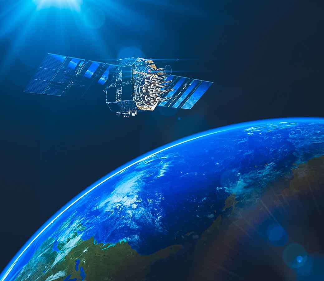 positionnement satellite au-dessus de la terre