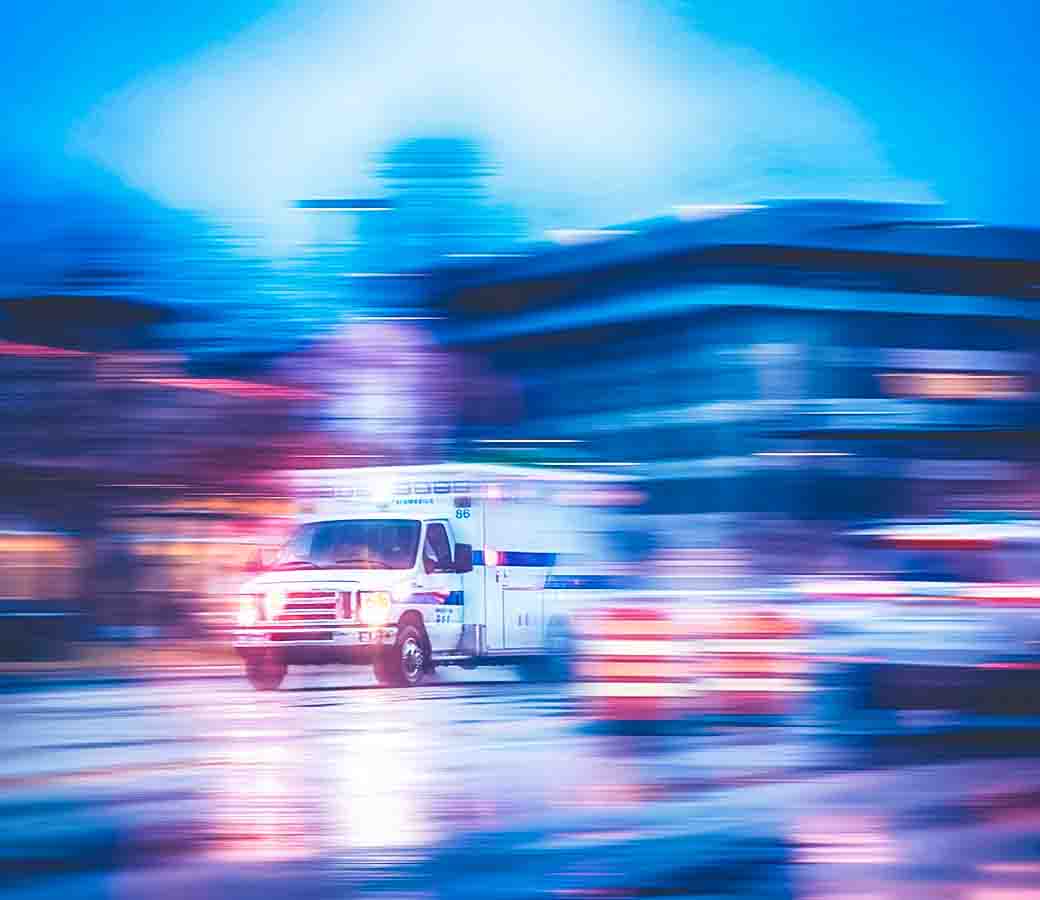 Blurred photo of speeding emergency response vehicle