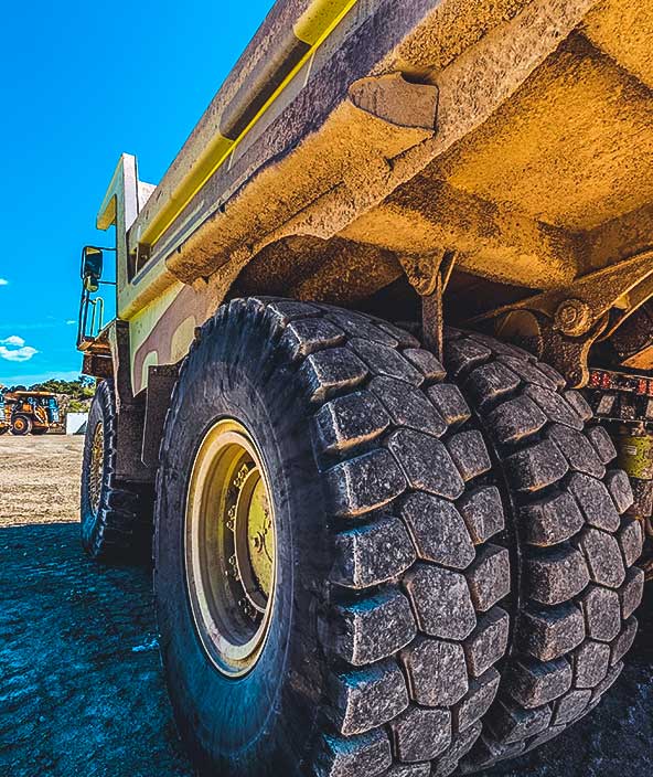 Heavy industrial machinery on construction site
