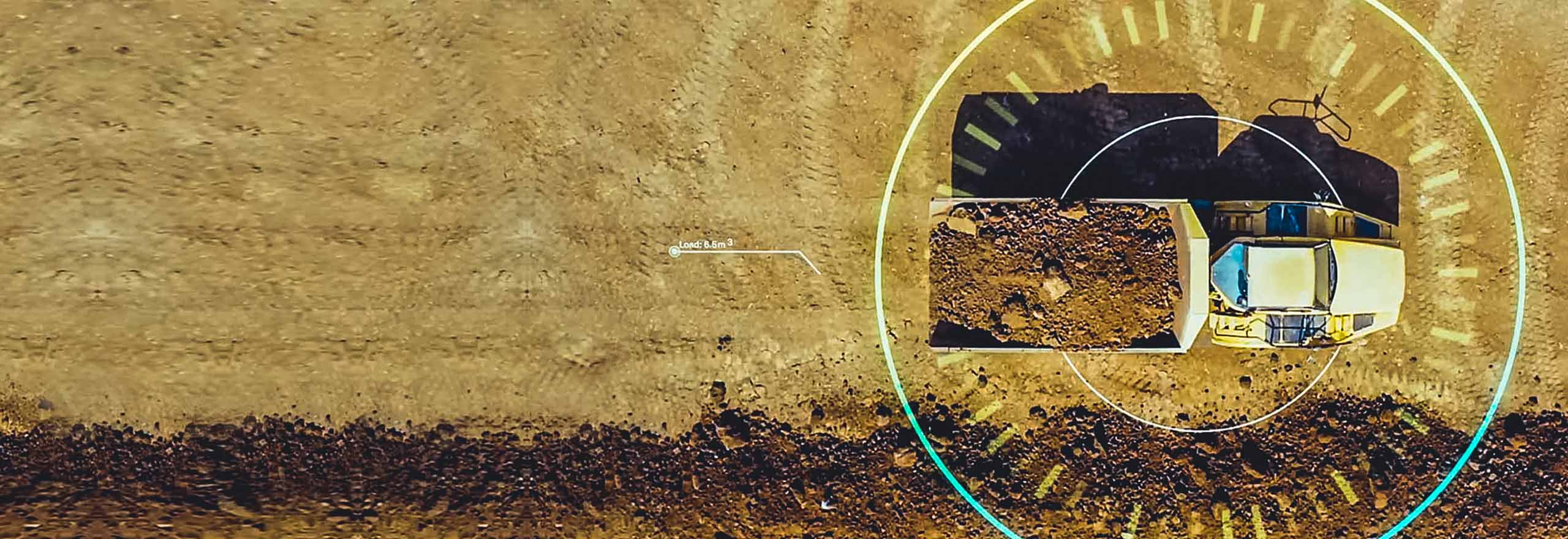 imagem aérea do veículo de mineração inteligente