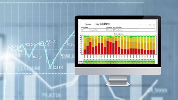 Q-DAS M-QIS Dashboard software shown on monitor
