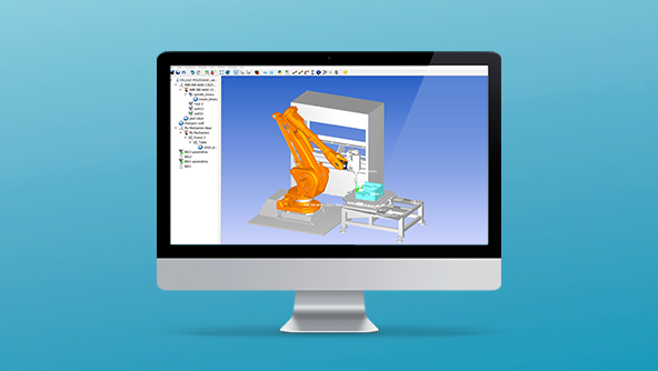 WORKNC Robot Machining software displayed on a monitor