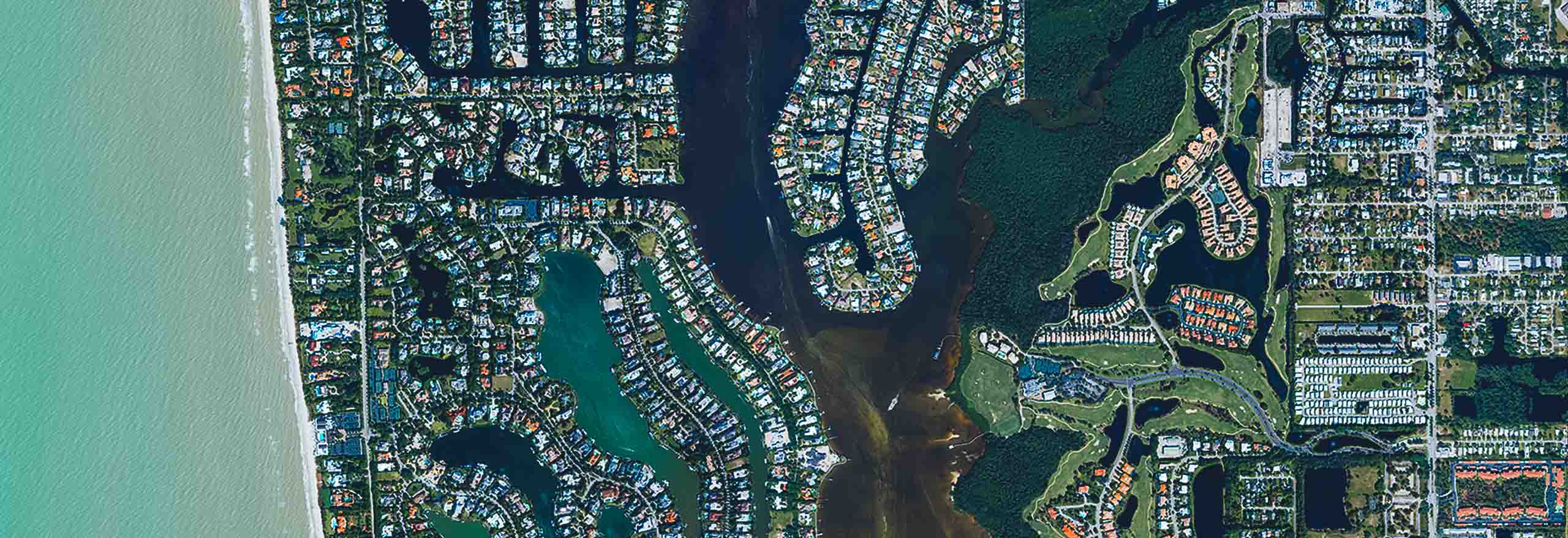 Aerial view with overlaid location information