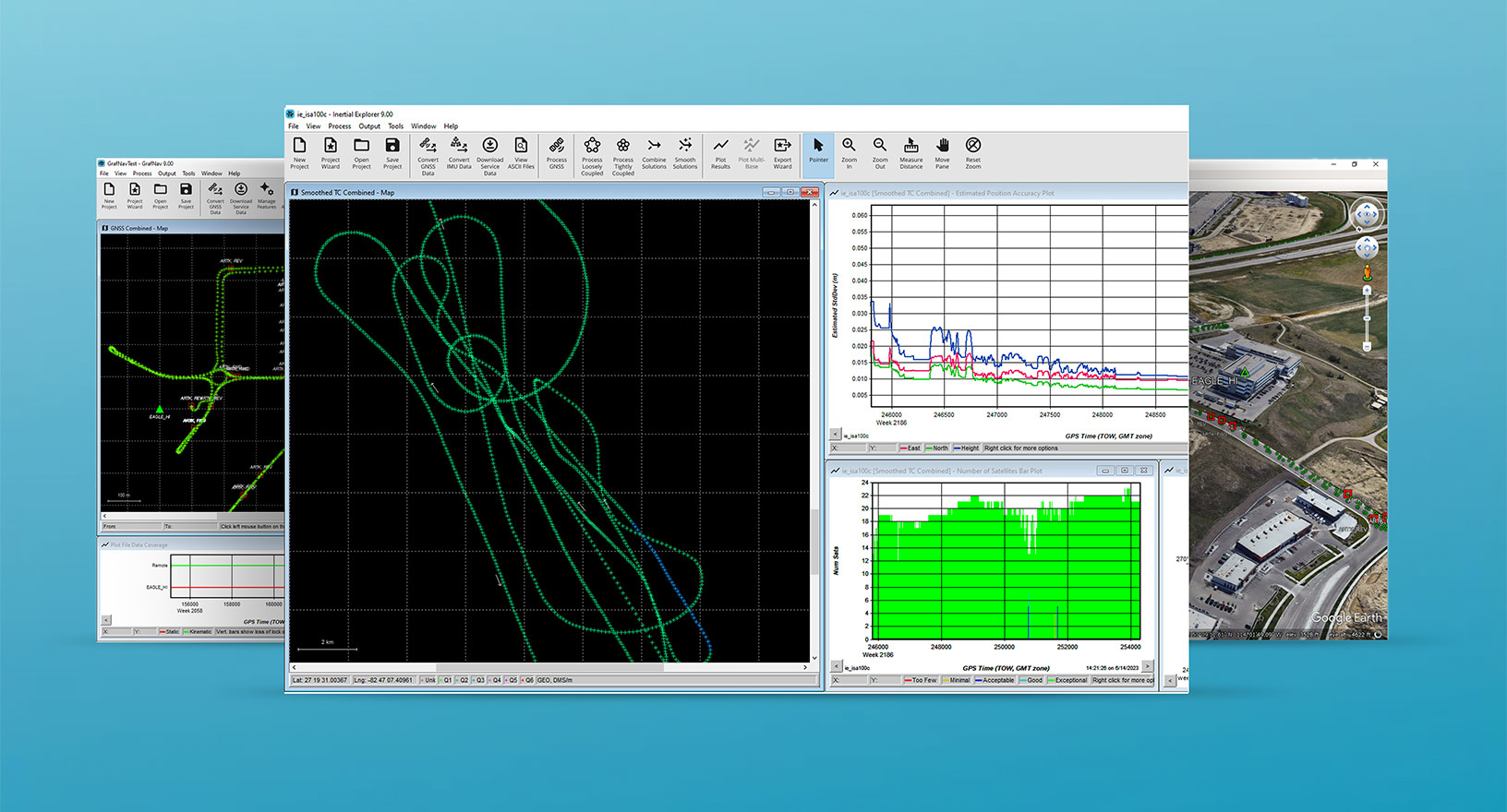 Une capture d’écran du logiciel de post-traitement Waypoint.