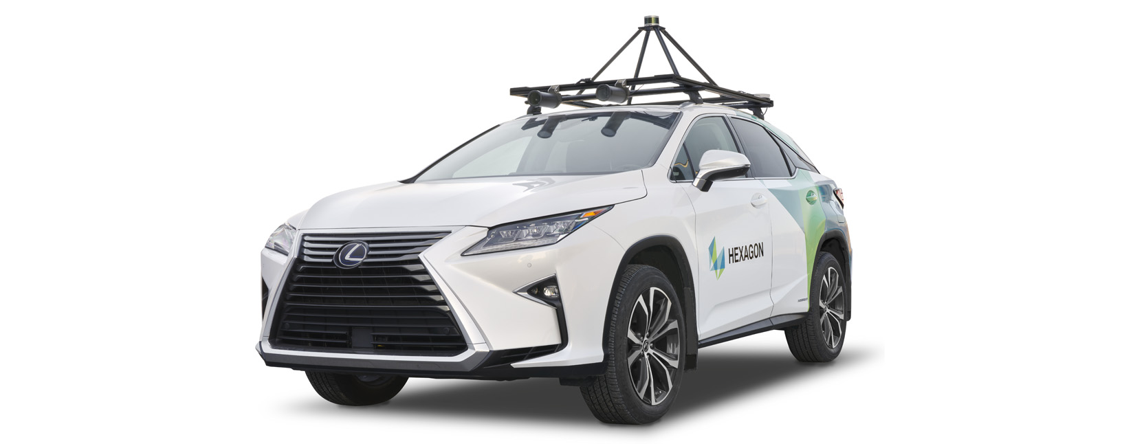 Lexus with roof rack and bumper sensors