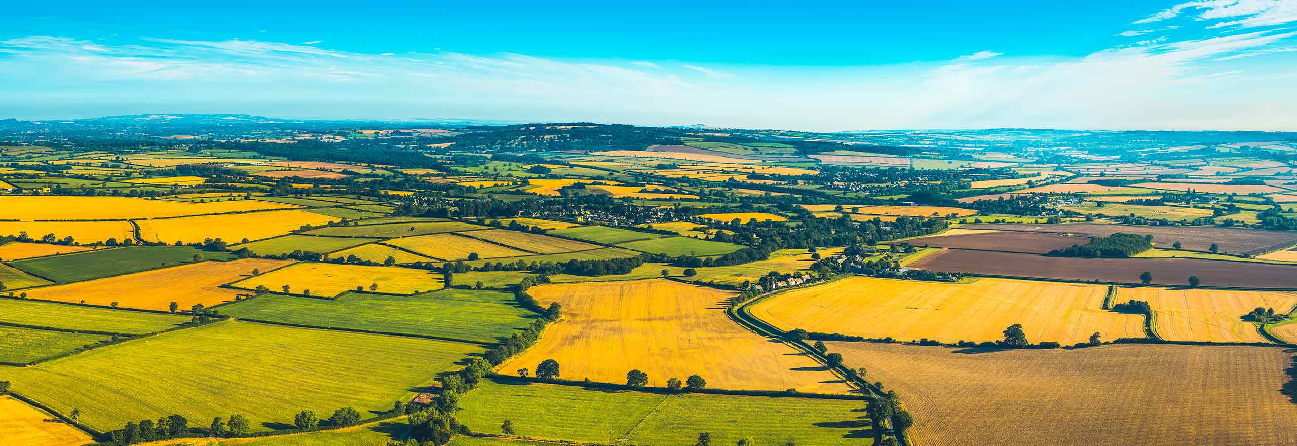 Vista aerea di un paesaggio rurale