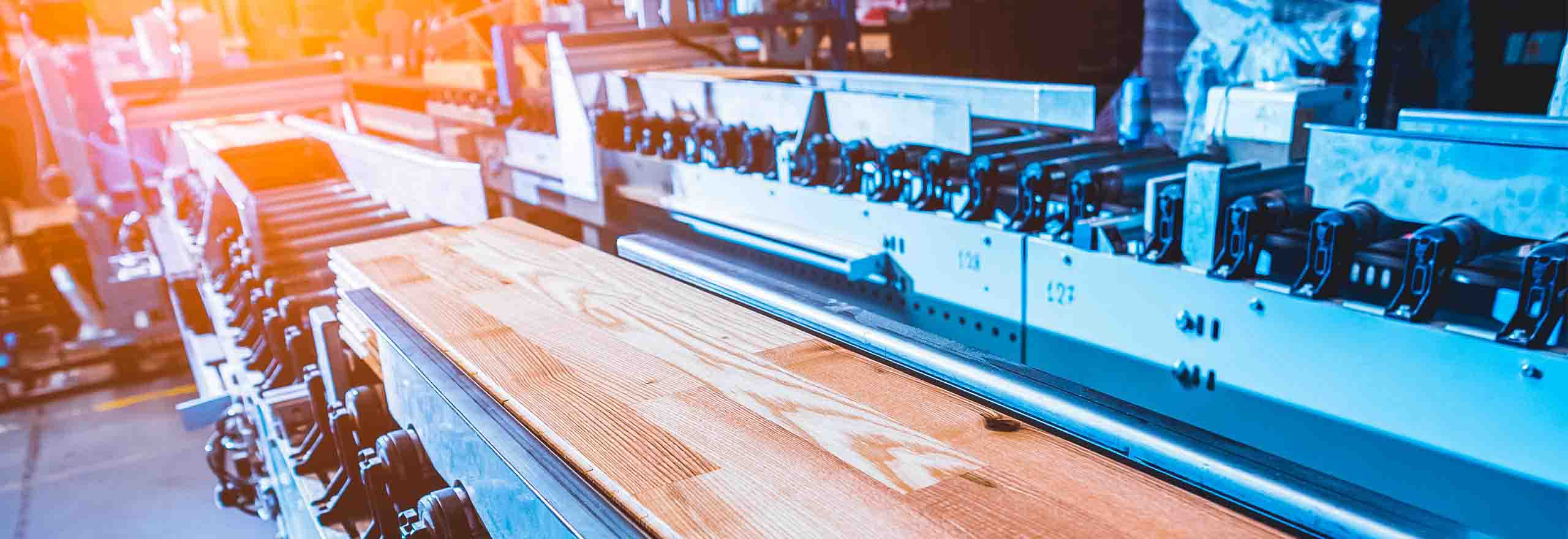 Production line at wood manufacturing facility