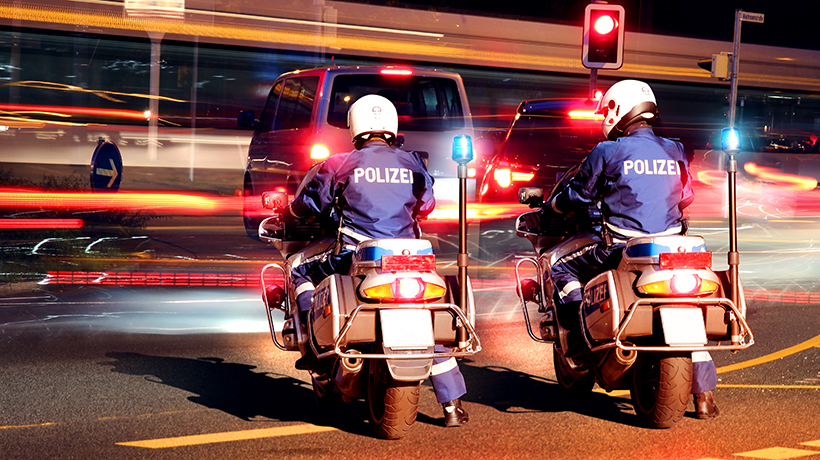 German Federal Police patrol traffic in Hamburg